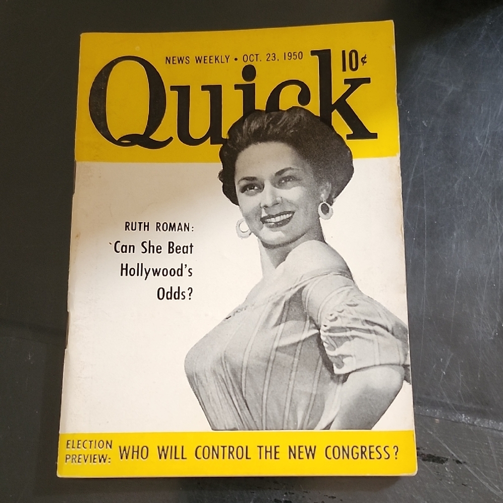 VINTAGE QUICK MAGAZINE with RUTH ROMAN on the COVER -OCTOBER 1950